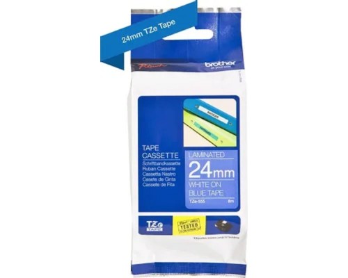 [Расходные материалы] Самоклеящаяся непрерывная ламинированная лента Brother бел/син (шир. 24 мм) (TZE555)