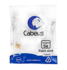 Cabeus PC-UTP-RJ45-Cat.5e-0.3m-WH-LSZH Патч-корд U/UTP, категория 5е, 2xRJ45/8p8c, неэкранированный, белый, LSZH, 0.3м
