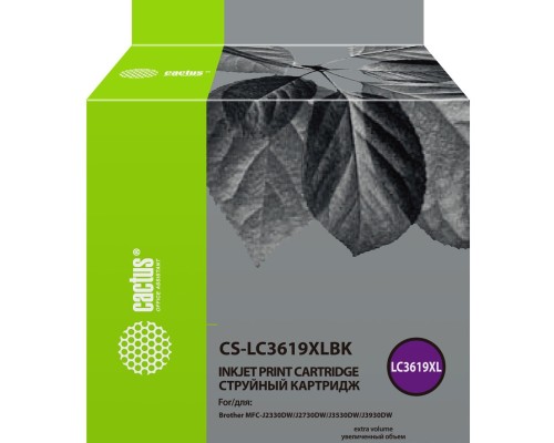 [расходные материалы] Картридж струйный Cactus CS-LC3619XLBK черный (68мл) для Brother MFC-J2330DW/J2730DW/J3530DW/J3930DW