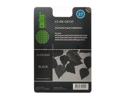 Заправочный набор Cactus CS-RK-C8727 черный (2x30мл) HP DeskJet 3320/3325/3420/3425/3520/3535