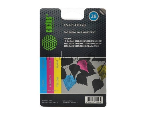 Заправочный набор Cactus CS-RK-C8728 цветной (3x30мл) HP DeskJet 3320/3325/3420/3425/3520/3535/3550
