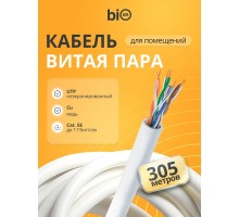 Кабель витая пара Bion BCL-U5440-181 U/UTP, кат.5e, 4x2x0,40мм AWG 26, медь, одножильный, PVC, для внутренней прокладки, 305м, серый