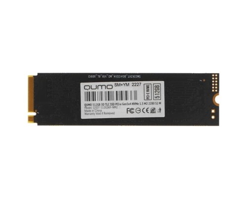 [накопитель] QUMO SSD 512GB PCIe Gen3x4 NVMe 1.3 M2 2280  Novation TLC 3D (Q3DT-512GSKF-NM2) (SM2263XT R/W 2500/1900 MB/s 4K-64: r/w 220/192К IOPS 240TBW OEM)