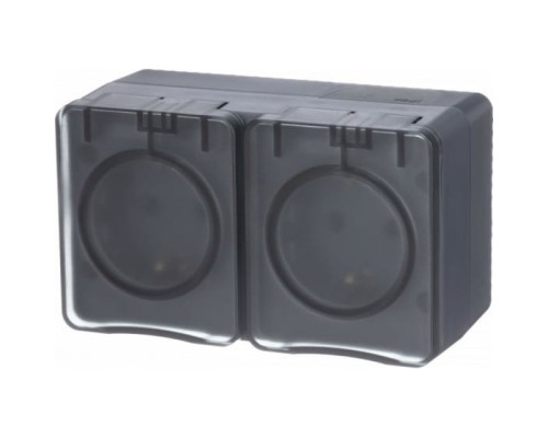 [SE Розетки и выключатели AtlasDesign] Systeme electric ATN544026 AtlasDesign Profi54 розетка двойная с заземлением со шторками IP54 16А 250B, АНТРАЦИТ, Россия