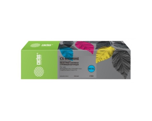 [расходные материалы] Картридж струйный Cactus 991XL CS-M0J90AE голубой (250мл) для HP PW 755dn/MFP774dn/779dn/Pro750dw/772dn
