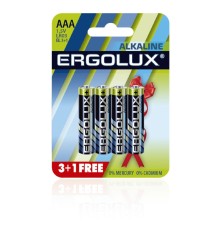Ergolux  Alkaline LR03 BL 3+1(FREE) (LR03 BL3+1, батарейка,1.5В) (4шт. в уп-ке)