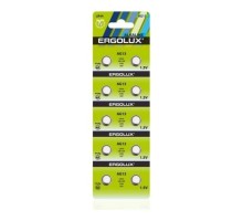 Ergolux AG13  BL-10 (AG13-BP10, LR44 /LR1154 /A76 /357 батарейка для часов)(10 шт. в уп-ке)