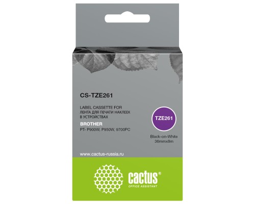 [Расходные материалы] Картридж ленточный Cactus CS-TZE261 TZe-261 черный для Brother PT- P900W, P950W, 9700PC