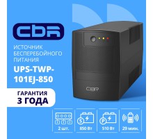 ИБП CBR [UPS-TWP-101EJ-850] 850VA/510W, Schuko CEE 7 x2 outlets, LED, USB Type-B, RJ11/45 AVR, SEC, 12V/8Ah