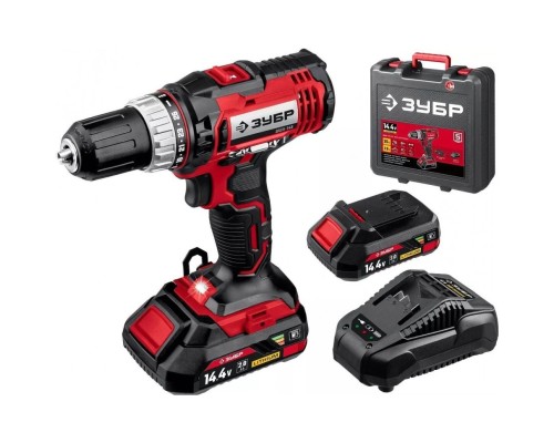 [Дрель, Шуруповерт] ЗУБР дрель-шуруповер,Мастер {14.4В, 2 АКБ (2Ач), в кейсе}  [ДШЛ-145-22]