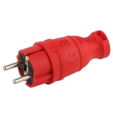 ЭРА Б0044547 Вилка ЭРА V8-RED-IP44 каучуковая с заземлением прямая 16A IP44 красная