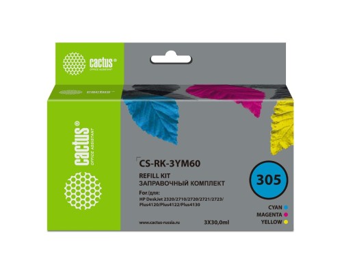 [Расходные материалы] Заправочный набор Cactus CS-RK-3YM60 №305 многоцветный 3x30мл для HP DeskJet 2710/2120/2721/2722