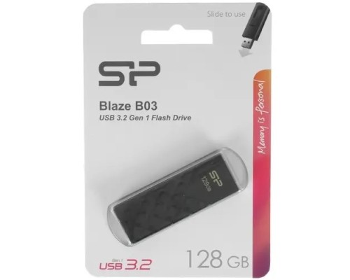 [Носитель информации] Silicon Power USB Drive 128GB Blaze B03, USB 3.2, Черный