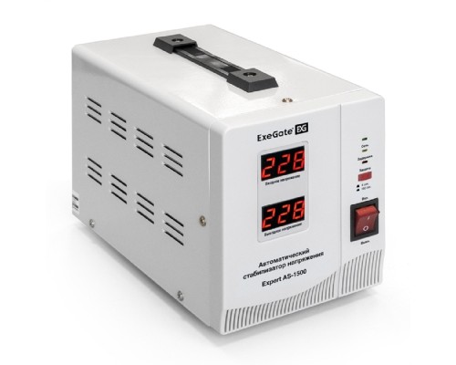 [Сетевой фильтр] Exegate EX291722RUS Стабилизатор напряжения ExeGate Expert AS-1500 (1500ВА, вход 140...260В, двойная цифр. индикация вход/вых. напряжения, выход 220В±8%, КПД 98%, 5 уровней защиты, задержка, метал. ко