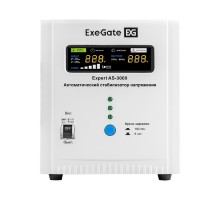 Exegate EX291724RUS Стабилизатор напряжения ExeGate Expert AS-3000 (3000ВА, вход 140...260В, двойная цифр. индикация вход/вых. напряжения, выход 220В±8%, КПД 98%, 5 уровней защиты, метал. корпус, клем