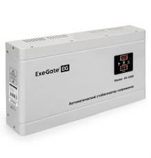 Exegate EX291741RUS Стабилизатор напряжения ExeGate Master AV-5000 (5000ВА, 140-260В, цифр. индикация вход/вых. напряжения, 220В±8%, КПД 98%, 5 уровней защиты, задержка, метал.корпус, клем.колодка, RT