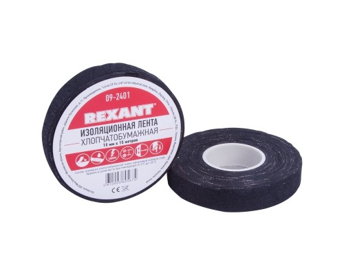 [ЭРА, Rexant Изолента] Rexant (09-2401) Изолента х/б 18х0,35 мм (ролик 15 м/180 г) (1-ПОЛ)