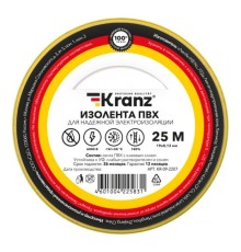 Rexant KR-09-2207 Изолента ПВХ 0,13х19 мм, 25 м, желто-зеленая KRANZ