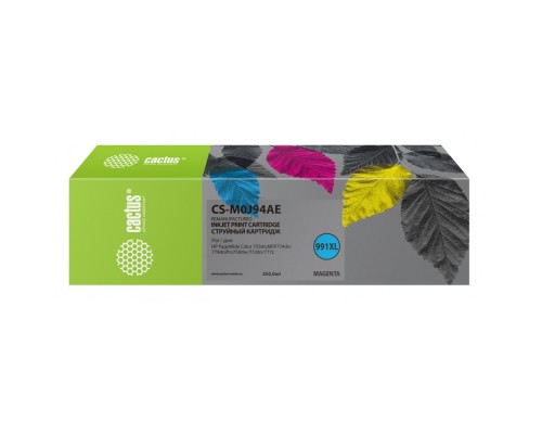 [расходные материалы] Картридж струйный Cactus CS-M0J94AE 991XL пурпурный (250мл) для HP PW 755dn/MFP774dn/779dn/Pro750dw/772dn