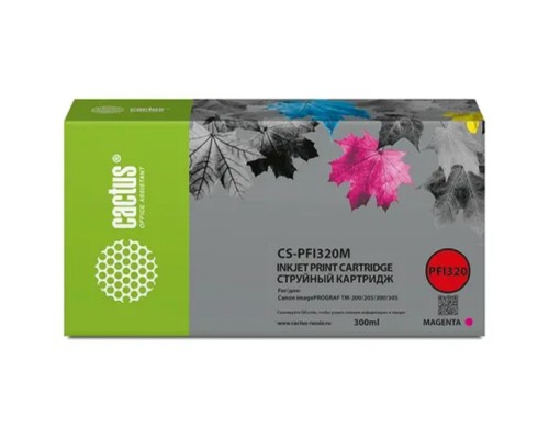 [расходные материалы] Картридж струйный Cactus CS-PFI320M пурпурный (300мл) для Canon imagePROGRAF TM-200/TM-200 MFP L24ei/TM-205/TM-300