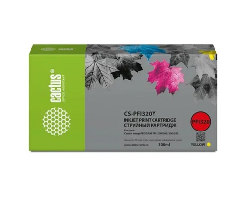 [расходные материалы] Картридж струйный Cactus CS-PFI320Y желтый (300мл) для Canon imagePROGRAF TM-200/TM-200 MFP L24ei/TM-205/TM-300