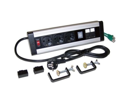 [Монтажное оборудование] Блок розеток LANMASTER 3 эл. модуля, 2 USB модуля, 2 порта кат.6 (LAN-WA-DC/3G+2UC+2C6)