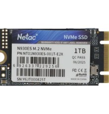 SSD M.2 2242 Netac 1.0Tb N930ES Series <NT01N930ES-001T-E2X> Retail (PCI-E 3.1 x2, up to 1650/1500MBs, 3D NAND, 600TBW, NVMe 1.3, 22х42mm)