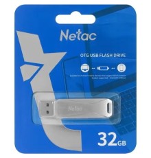 Netac USB Drive 32GB U782C <NT03U782C-032G-30PN/NT03U782C-032G-32PN>, USB3.0+TypeC, металлическая