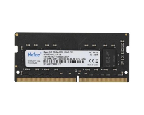 [Модуль памяти] Netac DDR4 16Gb 3200MHz NTBSD4N32SP-16 Basic RTL PC4-25600 CL22 SO-DIMM 260-pin 1.2В single rank