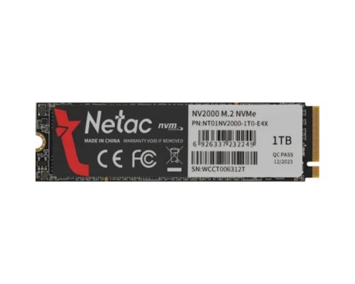 [носитель информации] SSD Netac NV2000 PCIe 3 x4 M.2 2280 NVMe 3D NAND SSD 1TB NT01NV2000-1T0-E4X