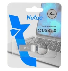Netac USB Drive 8GB U275 <NT03U275N-008G-20SL>, USB2.0, с кольцом, металлическая