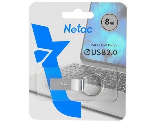 [Носитель информации] Netac USB Drive 8GB U275 <NT03U275N-008G-20SL>, USB2.0, с кольцом, металлическая