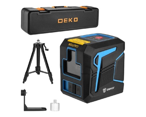 [Лазерные дальномеры, уровни, детекторы] Уровень лазерный самовыравнивающийся DEKO DKLL12 SET 2 со штативом 1 м { 2 линии, зеленый луч } [065-0100]