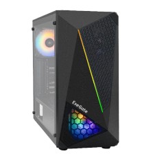 Exegate EX292858RUS Корпус Miditower ExeGate EVO-8225 (ATX, без БП, 2*USB+1*USB3.0, черный, 2 вент. с RGB подсветкой и полоса на передней панели, боковая панель - закаленное стекло)