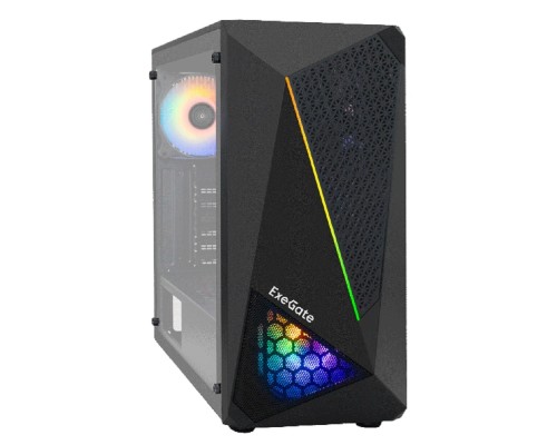[Корпуса] Exegate EX292858RUS Корпус Miditower ExeGate EVO-8225 (ATX, без БП, 2*USB+1*USB3.0, черный, 2 вент. с RGB подсветкой и полоса на передней панели, боковая панель - закаленное стекло)