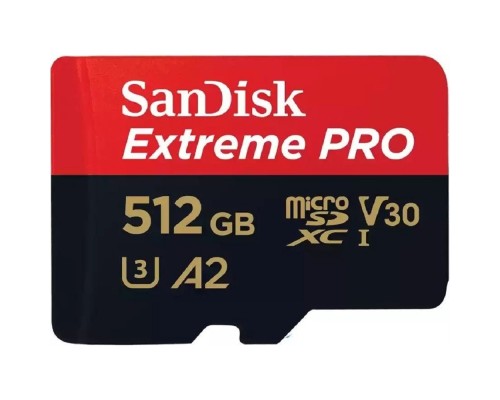 [Карта памяти ] Micro SecureDigital 512GB SanDisk microSDXC Class 10 UHS-I A2 C10 V30 U3 Extreme Pro (SD адаптер) 200MB/s [SDSQXCD-512G-GN6MA]