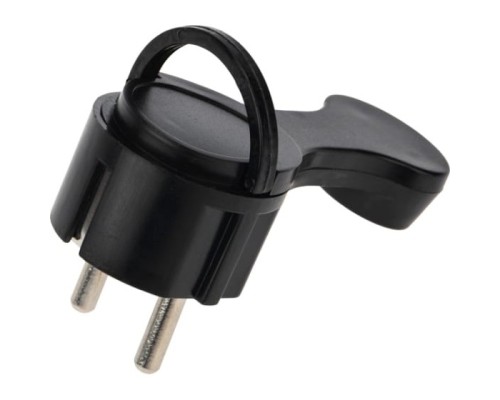 [Smartbuy Вилки, Разъемы силовые, Колодки] REXANT 16-0736 Вилка Евро угловая с з/к 16 А плоская за шкаф черная 