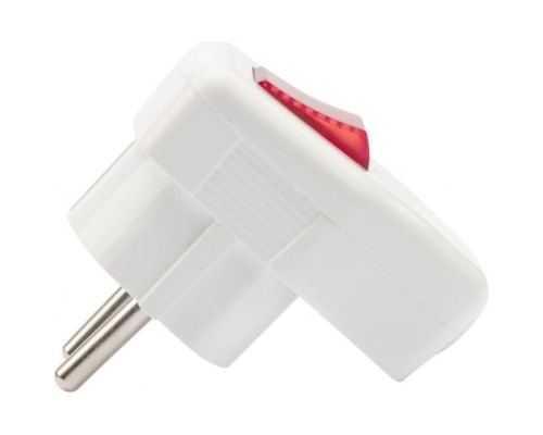 [Smartbuy Вилки, Разъемы силовые, Колодки] REXANT 16-0730 Вилка Евро угловая с з/к 16А белая с кнопкой 