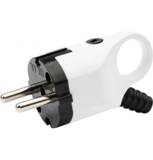 REXANT 11-8952 Вилка Евро угловая с з/к 16А с ушком (кольцом) бело-черная 