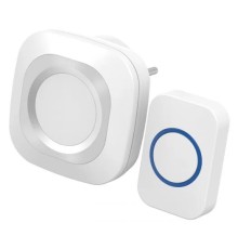 REXANT 73-0090 Беспроводной дверной звонок в розетку мигающий 36 мелодий IP44 (белый/серый) 