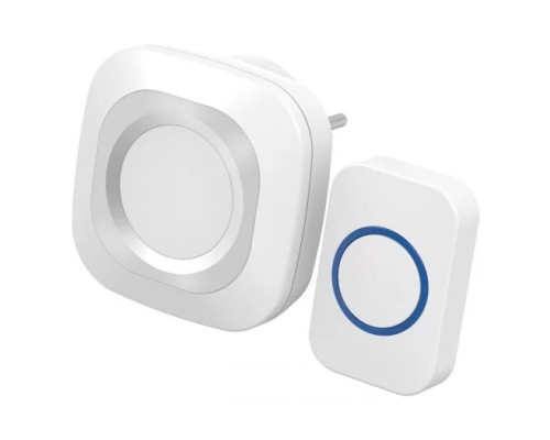 [Звонки] REXANT 73-0090 Беспроводной дверной звонок в розетку мигающий 36 мелодий IP44 (белый/серый) 