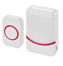 REXANT 73-0016 Беспроводной дверной звонок переливающийся 38 мелодий IP44 (белый/красный) 