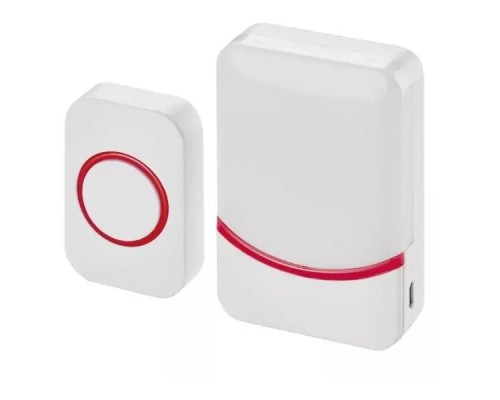 [Звонки] REXANT 73-0016 Беспроводной дверной звонок переливающийся 38 мелодий IP44 (белый/красный) 