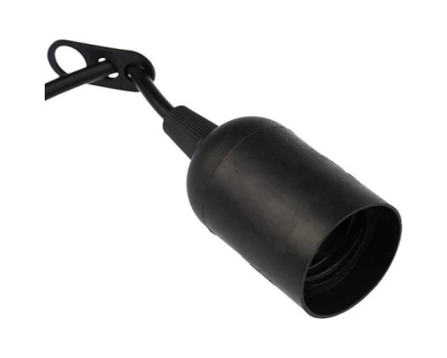 [ЭРА Колодки удлинителей, тройники] Rexant (11-8825)  Патрон подвесной с клеммной колодкой E27 черный, с этикеткой, индивидуальный пакет 