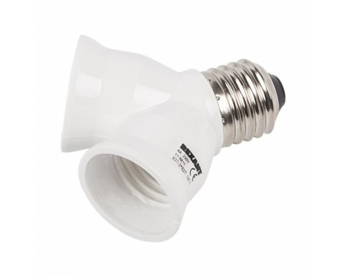 [ЭРА Колодки удлинителей, тройники] REXANT 11-8811 Разветвитель цокольный  Е27-2хЕ27 белый 