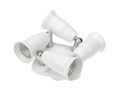 [ЭРА Колодки удлинителей, тройники] REXANT 11-8864 Разветвитель цокольный Е27-4хЕ27 (поворотный цоколь) белый 