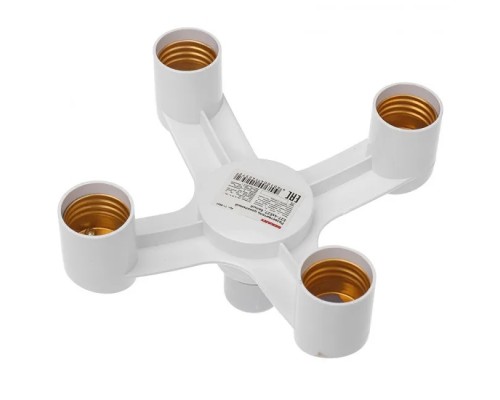 [ЭРА Колодки удлинителей, тройники] REXANT 11-8862 Разветвитель цокольный Е27-4хЕ27 белый 