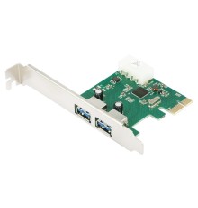 ORIENT AM-3U2PE, Контроллер PCI-Ex1, USB 3.0 2-port ext, ASM1042 chipset, разъем доп.питания, oem (31149)