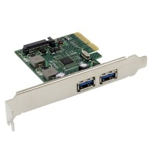 ORIENT AM-U3142PE-2A, Контроллер PCI-Ex4 v3.0, USB 3.2 Gen2, 2-port ext Type-A, ASM3142 chipset, разъем доп.питания, в комплекте LP планка крепления (31272)