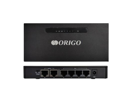 [Сетевое оборудование] ORIGO OS1206P/A1A Неуправляемый PoE-коммутатор 4x100Base-TX PoE+, 2x100Base-TX, PoE-бюджет 60 Вт, корпус металл